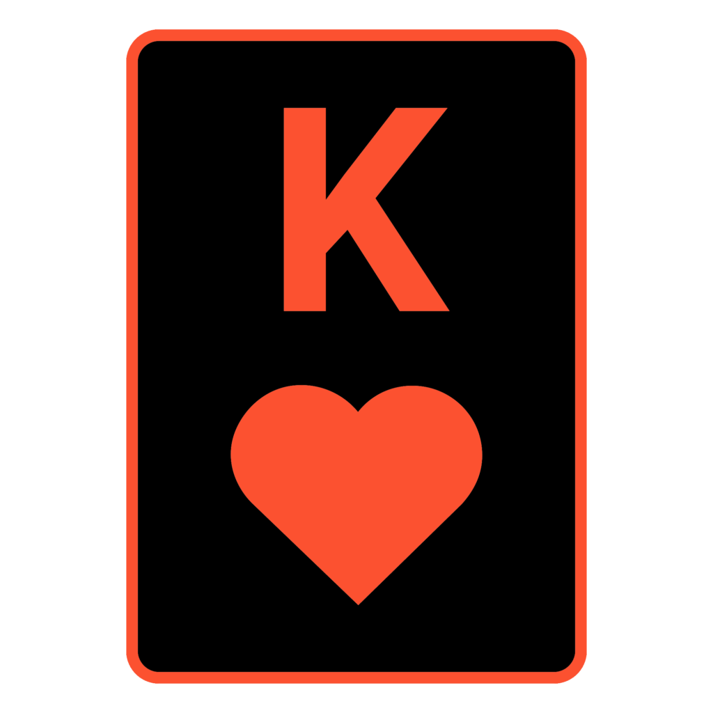 Vereinfachte Darstellung einer Poker Karte Herz König in Rot Schwarz.