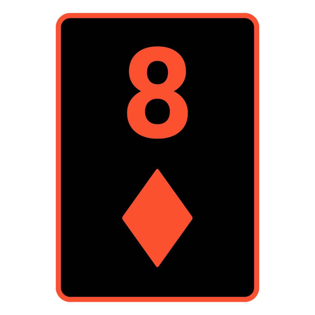 Vereinfachte Darstellung einer Poker Karte Karo 8 in Rot Schwarz.