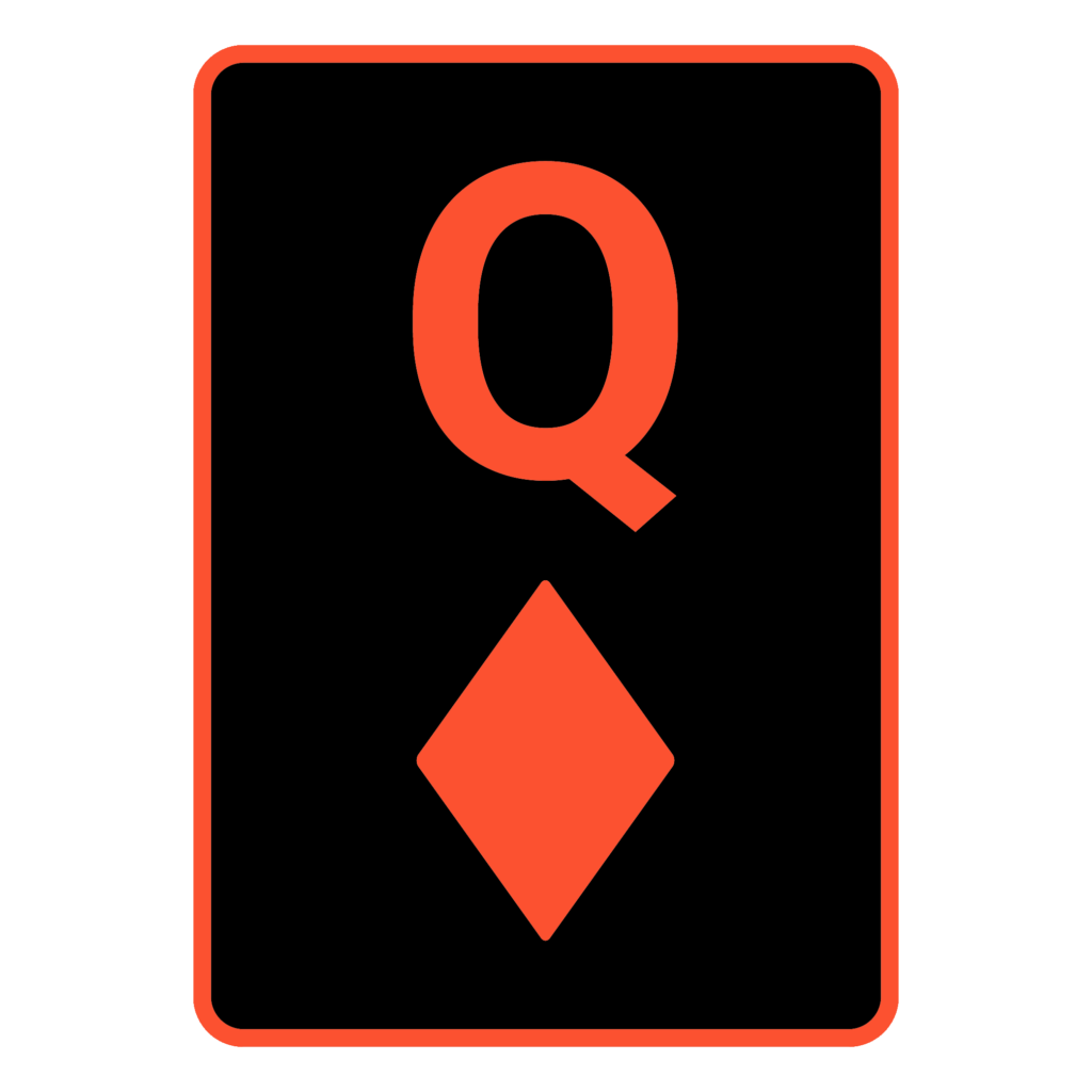 Vereinfachte Darstellung einer Poker Karte Karo Königin in Rot Schwarz.