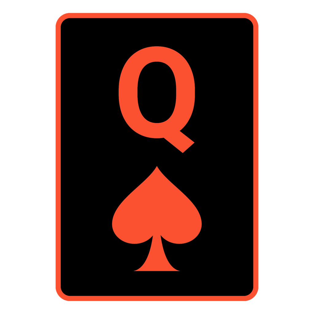 Vereinfachte Darstellung einer Poker Karte Pik Königin in Rot Schwarz.
