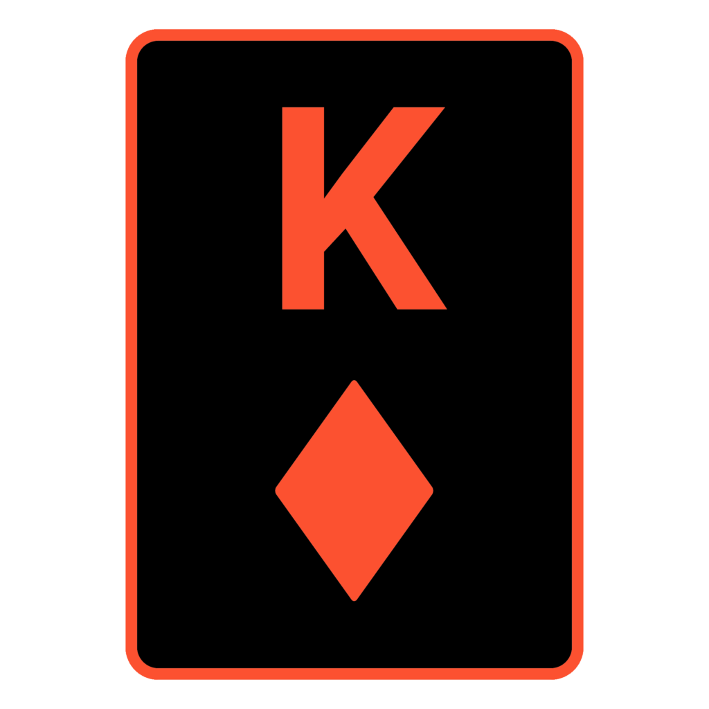 Vereinfachte Darstellung einer Poker Karte Karo König in Rot Schwarz.