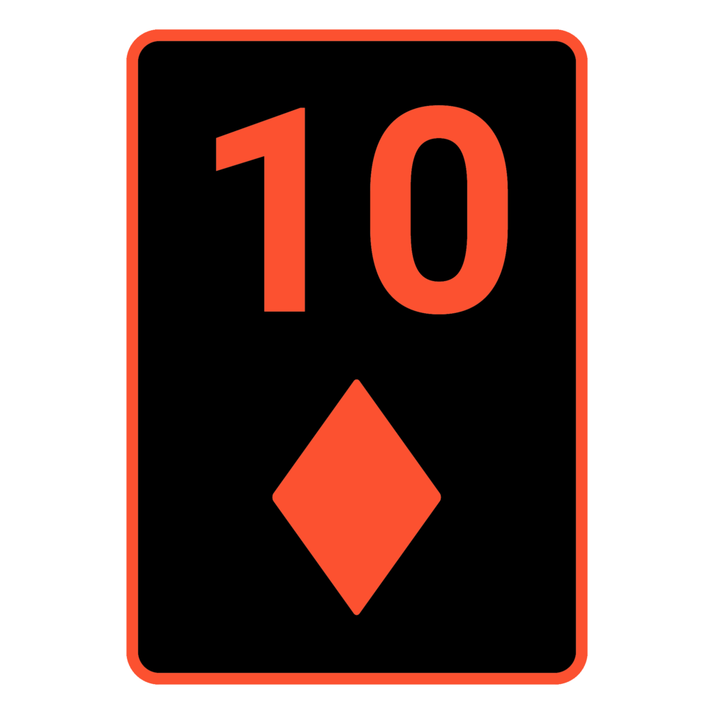 Vereinfachte Darstellung einer Poker Karte Karo 10 in Rot Schwarz.